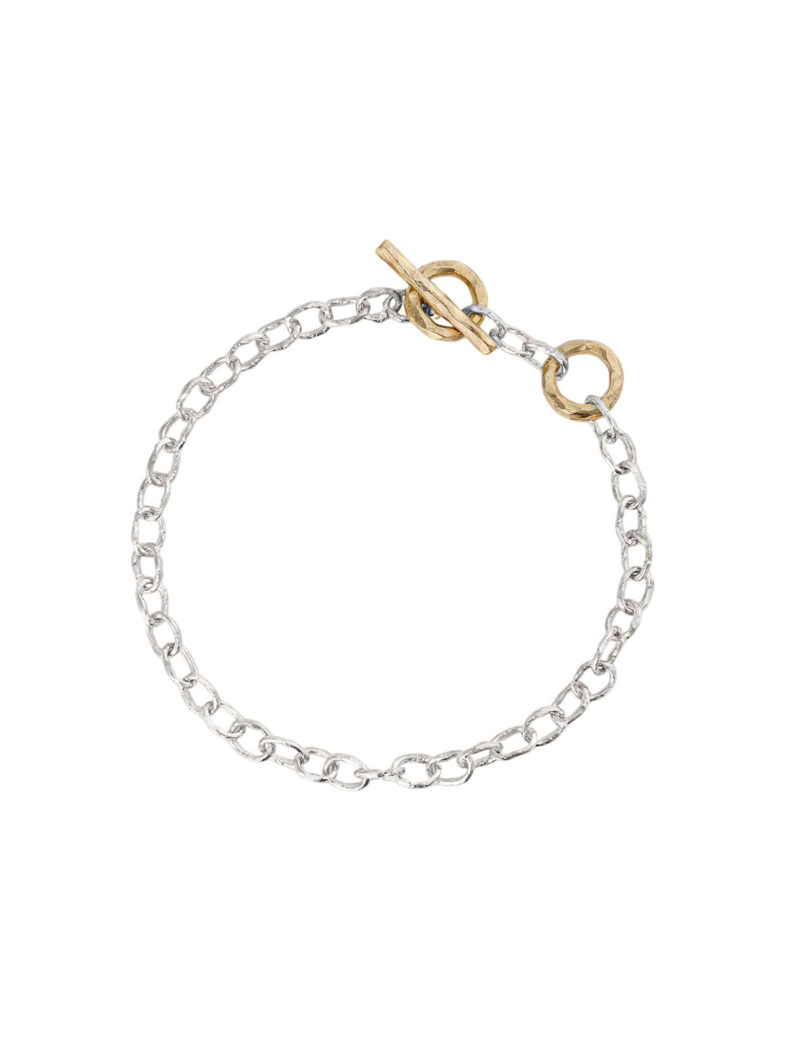 T - chain mini - bracelet in silver and 18k yellow gold, 16-18 cm.